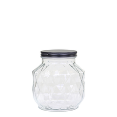 Storage Jar w. diamond cut H17.5/D16 cm clear