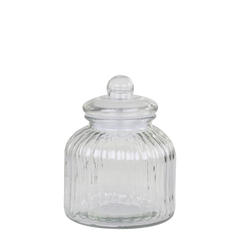 Storage Jar w. grooves H23/D17.5 cm clear