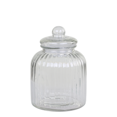 Storage Jar w. grooves H26/D17.5 cm clear