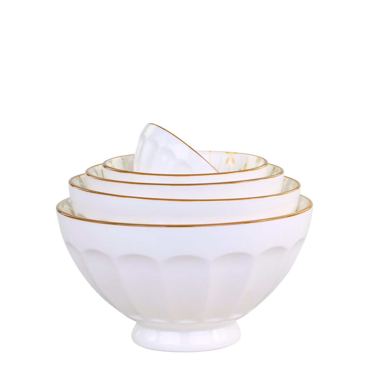 Arés Latte Bowl w. pattern set of 5 H9/D15.5 cm honey