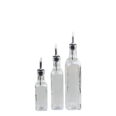 Oil Bottles w. dispenser set of 3 H31.5/D5 cm clear