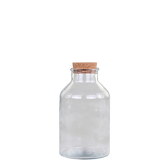 Milk Bottle w. cork lid H18/D8.5 cm clear