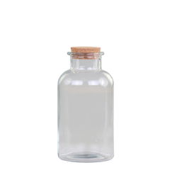 Milk Bottle w. cork lid H21/D9 cm clear