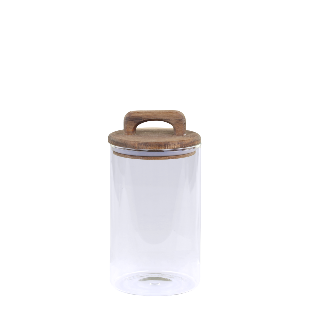 Storage Jar w. lid of acacia wood H19/D10 cm clear