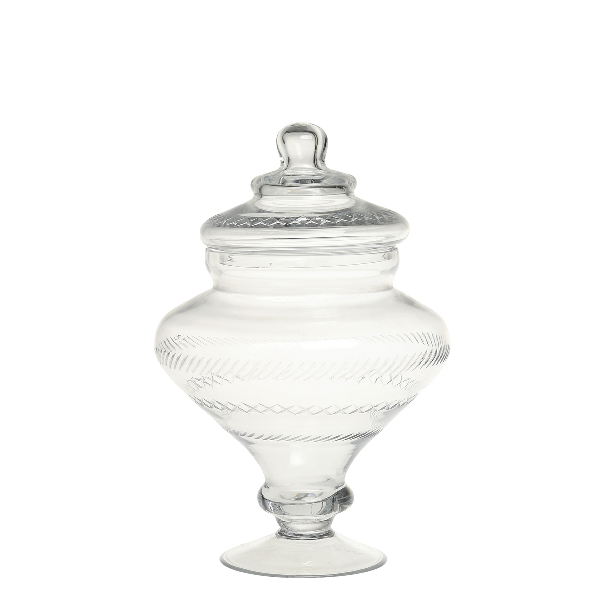 Glass Jar w. lid on foot H27/D18 cm clear