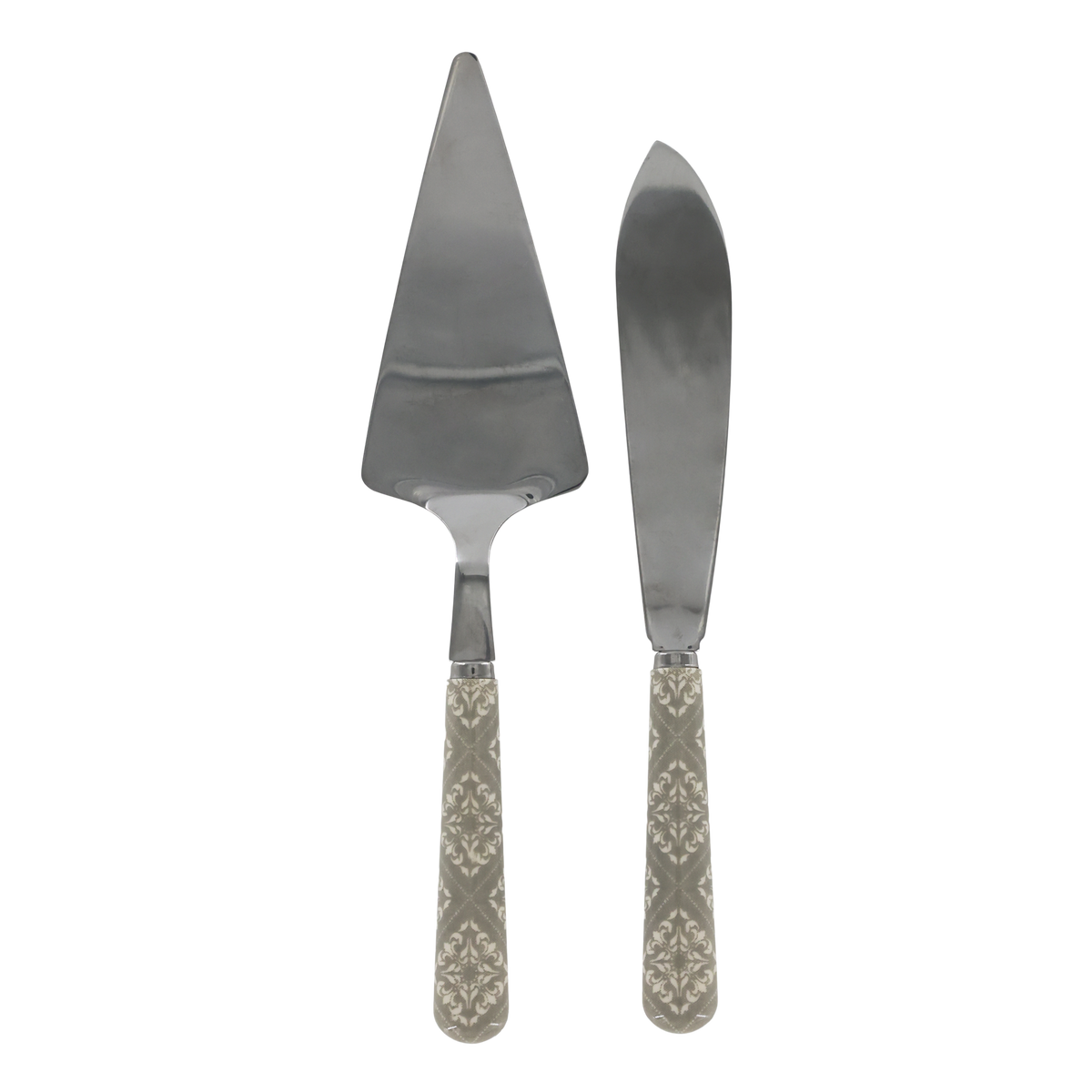 Linas Cake Server & Cake Knife w. pattern set of 2 L28 cm French grey