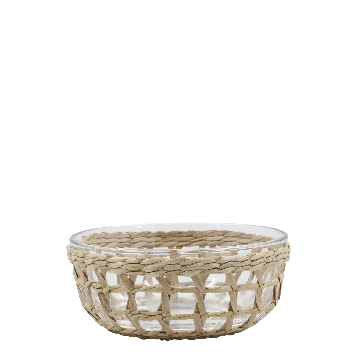 Bowl w. wicker basket H8.5/D18 cm clear