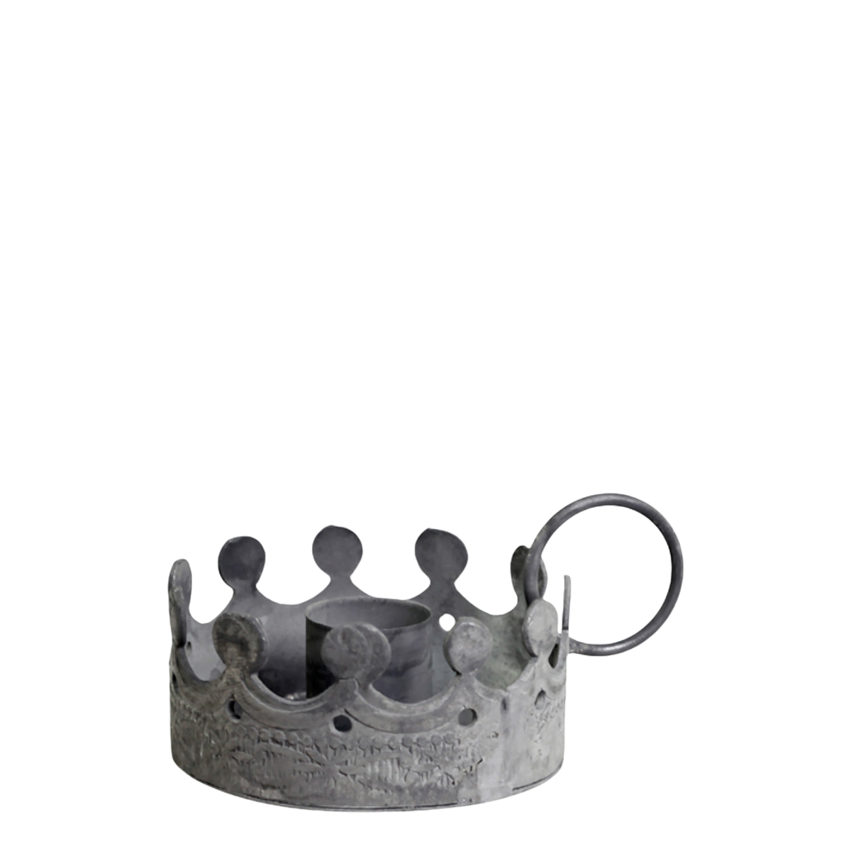 Chamberstick crown H4.5/L10/W7 cm antique zinc