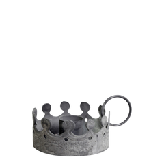 Chamberstick crown H4.5/L10/W7 cm antique zinc