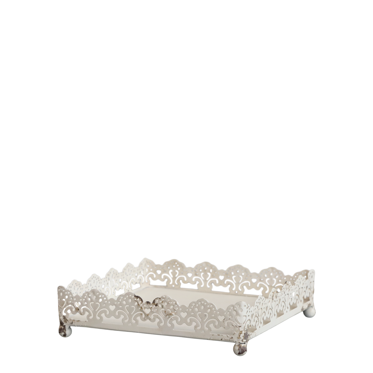 Napkin Holder w. decor edge H4.5/L17.5/W17.5 cm antique cream