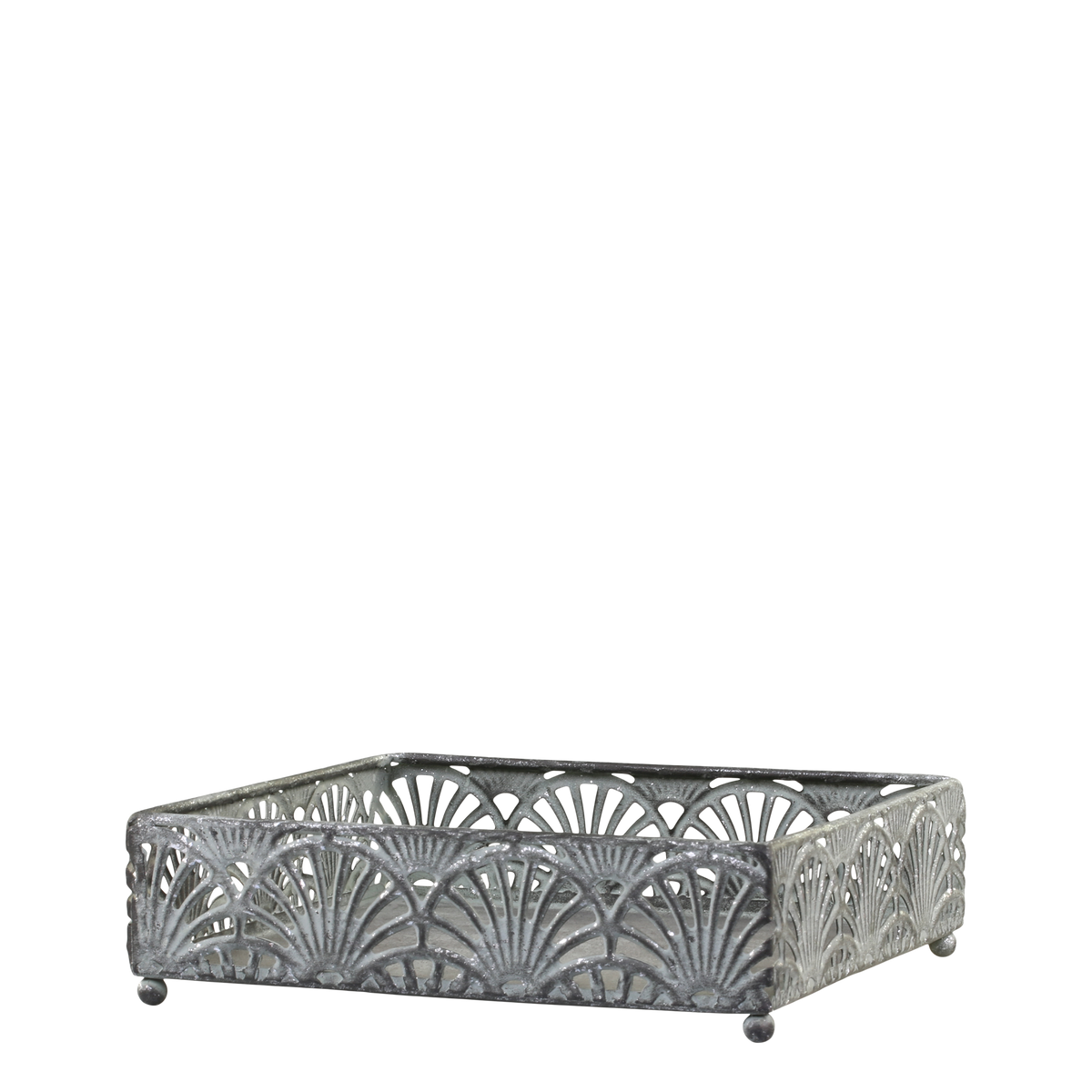 Vire Napkin Holder w. pattern H5/L17/W17 cm antique zinc