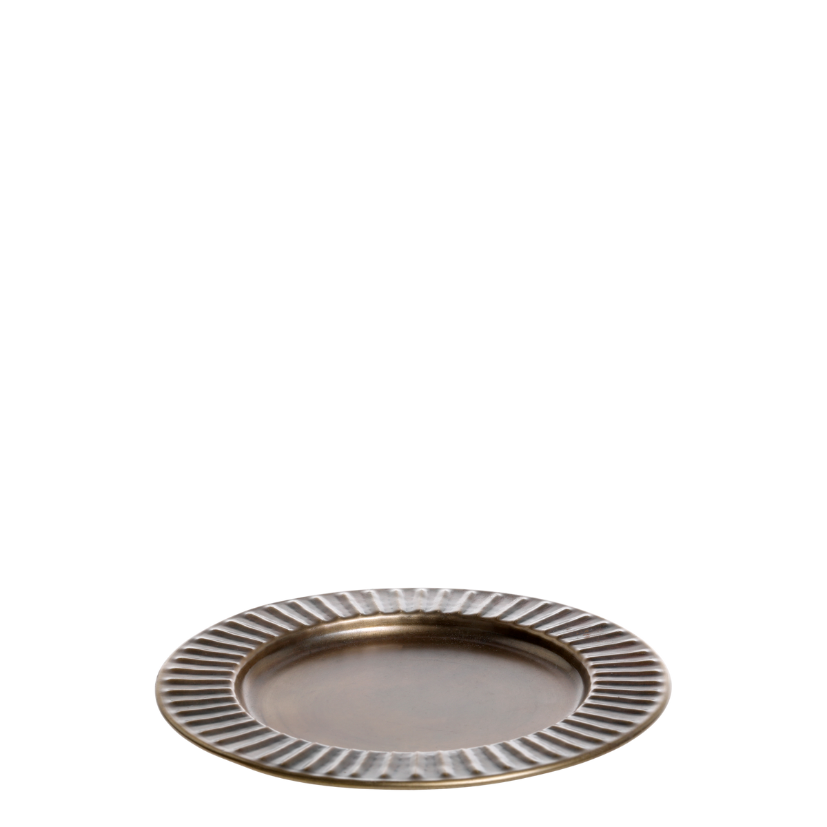 Tray w. reeded edge H1.5/D20 cm antique brass