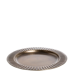 Tray w. reeded edge H1.5/D23 cm antique brass