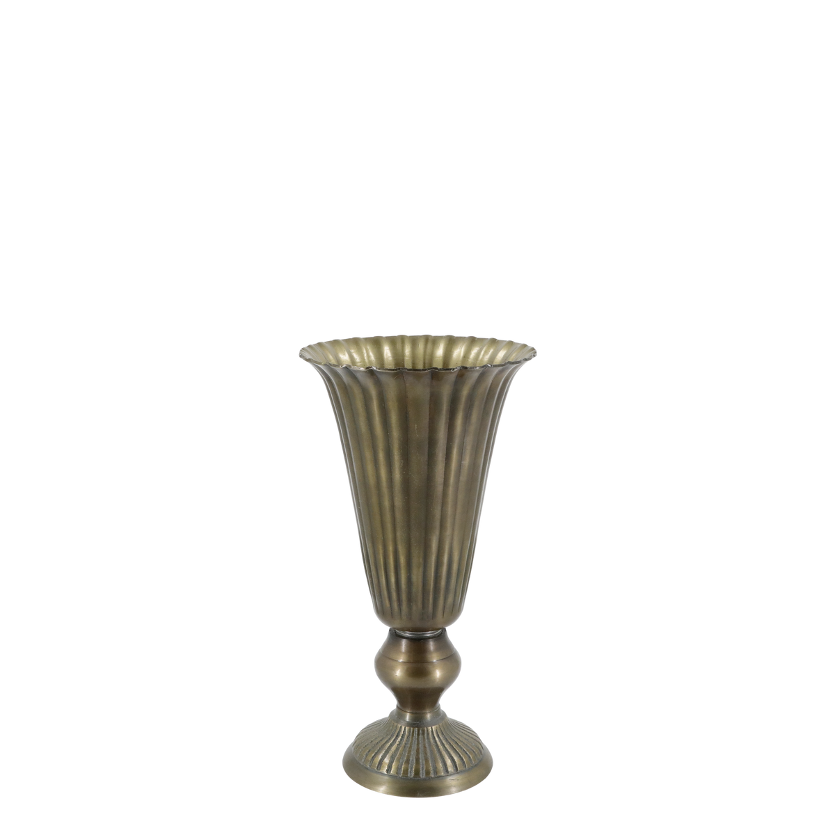 Centrepiece w. grooves H29.5/D11 cm antique brass