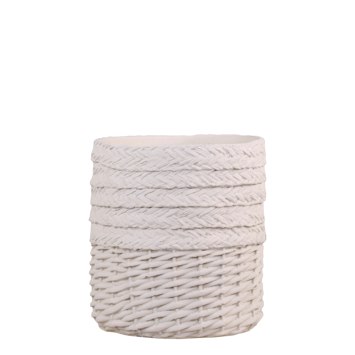 Corte Planter w. braided pattern H24.5/D20.5 cm cream