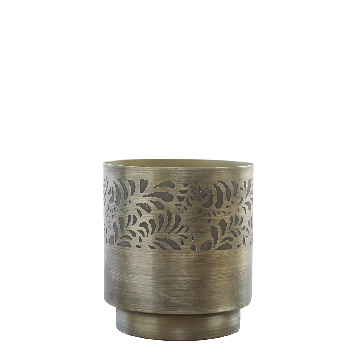 Planter w. pattern H16.5/D15 cm antique brass