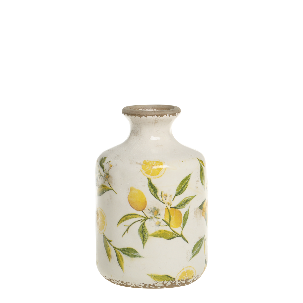 Limone Bottle w. lemon motif H17/D10 cm cream - Levering til primo maj