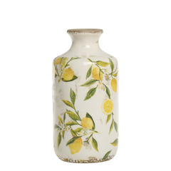 Limone Vase w. lemon motif H21/D10 cm cream - Levering til primo maj