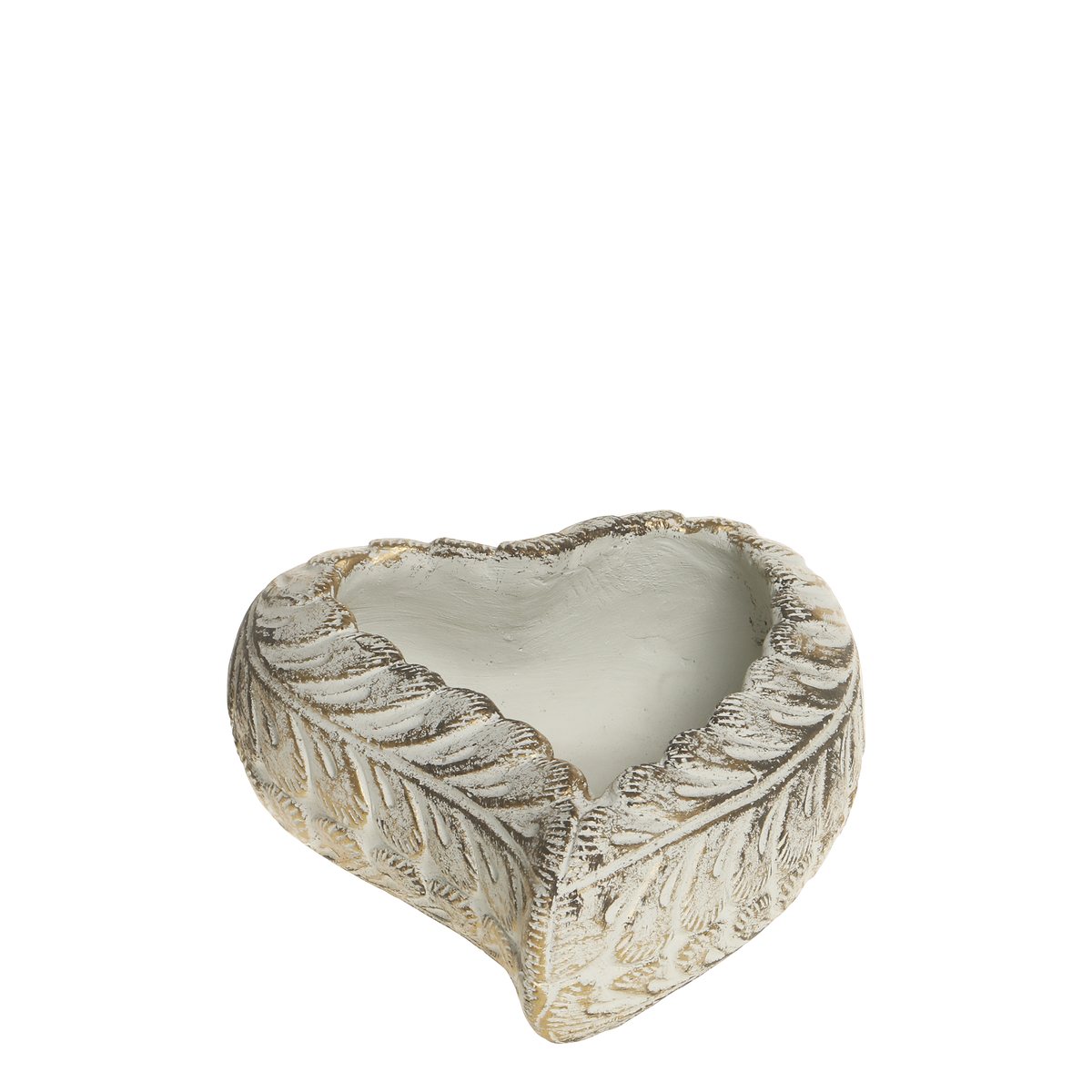 Vittel Planter heart w. golden pattern H6.5/L17.5/W15 cm cream