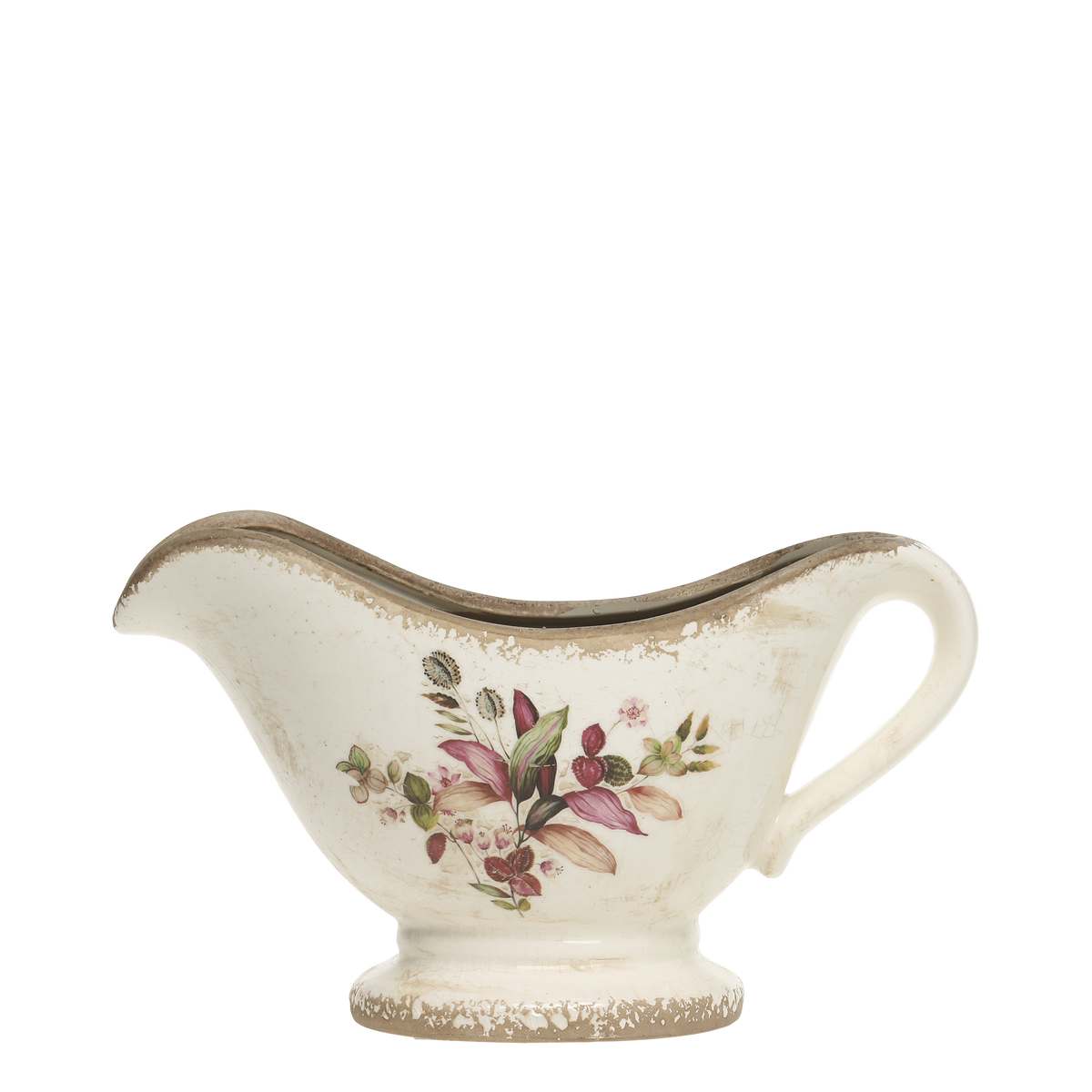 Florac Bowl w. floral motif H14/L24/W12.5 cm cream