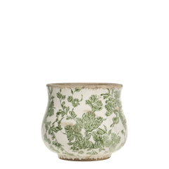 Melun Planter w. French pattern H13.5/D11.5 cm olive