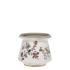 Nancy Planter w. floral motif H13/D14.5 cm cream