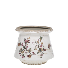 Nancy Planter w. floral motif H16/D17 cm cream