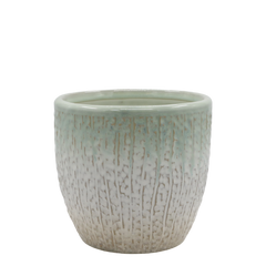 Fayence Planter w. pattern H15/D16 cm verte