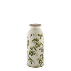 Olive Bottle w. olive pattern H20/D8 cm cream