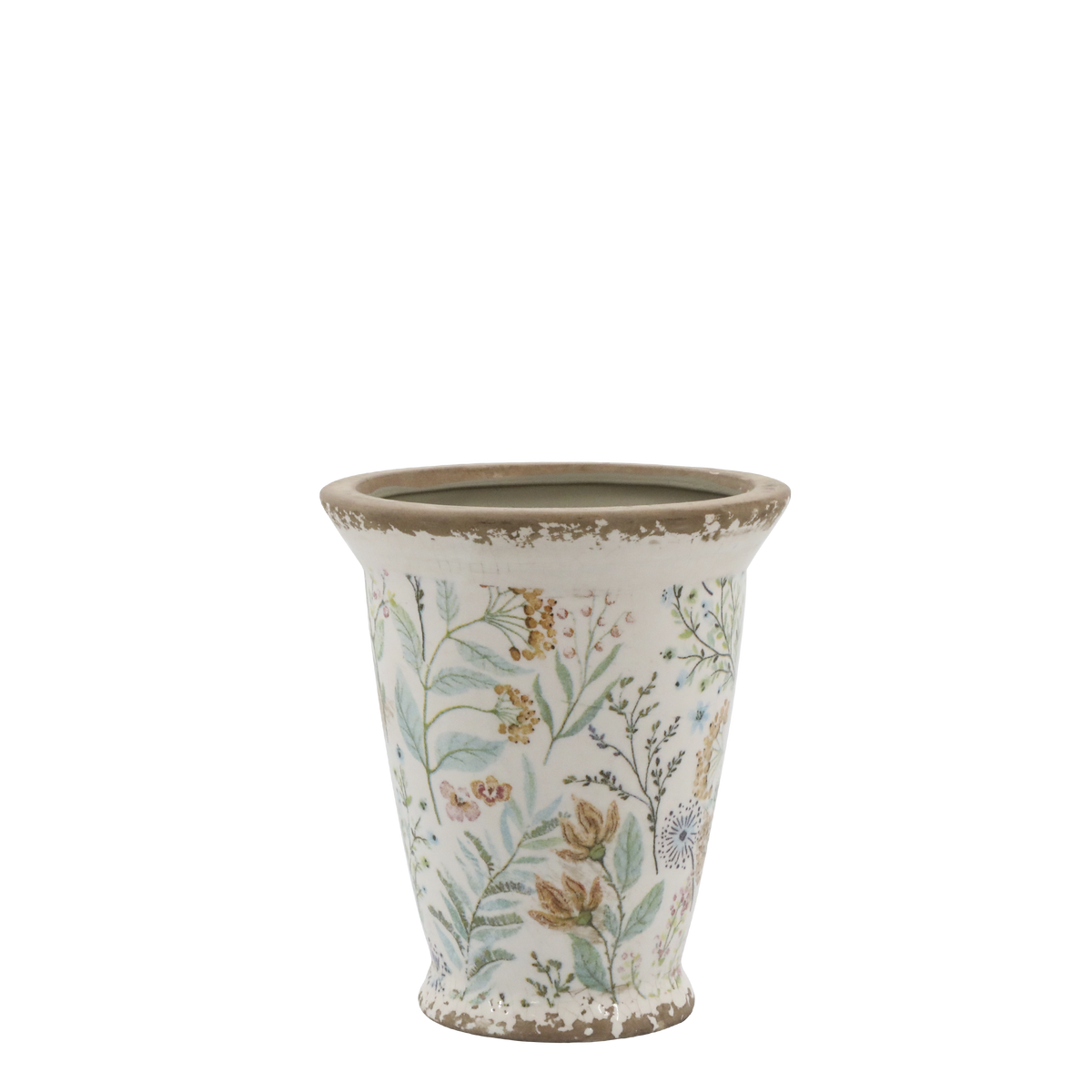 Maxime Planter w. flower pattern H15.5/D13.5 cm cream