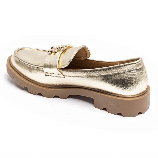 Guld loafers med bling bamse spænde