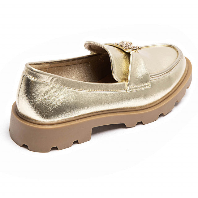 Guld loafers med bling bamse spænde