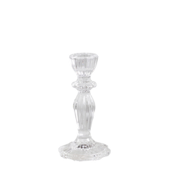 Candlestick w. lace edge H15.5/D8 cm Clear