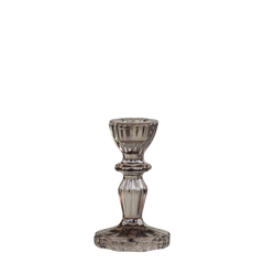 Candlestick w. lace edge H10/D7 cm mocca