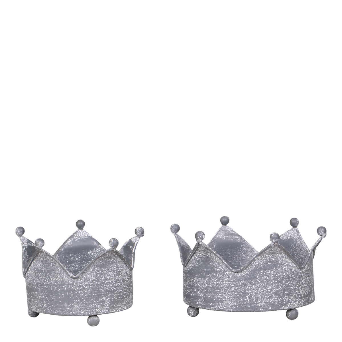 Tealight holder crowns set of 2 H7/D13 cm antique zinc