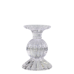 Candlestick w. pearl edge H14/D10 cm clear