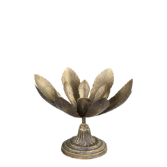 Candlestick w. leaves H12/D15.5 cm antique brass