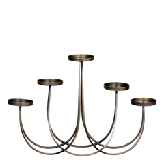 Candlestick w. 5 holders for pillar candle H28/L44/W10 cm antique brass