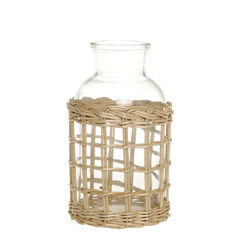 Bottle w. wicker H19.5/D10 cm nature