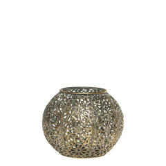 Vire Tealight Holder w. pattern H9/D12 cm antique brass