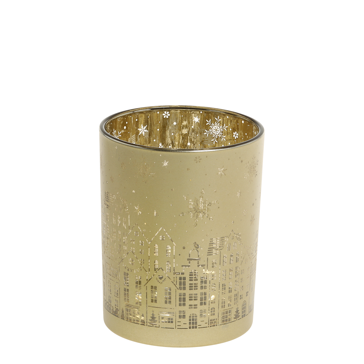 Tealight Holder w. pattern H12.5/D10 cm brass