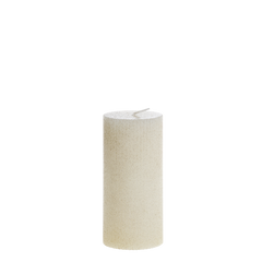 Pillar Candle w. grooves & glitter H15/D7 cm cream