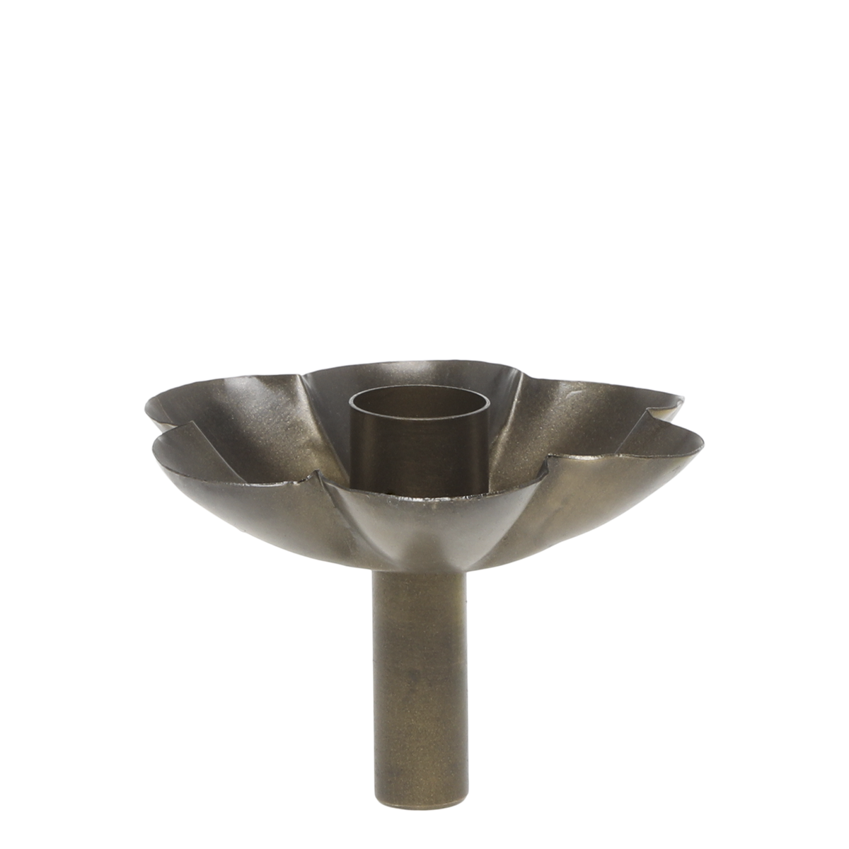 Candleholder flower H9.5/D6 cm antique brass