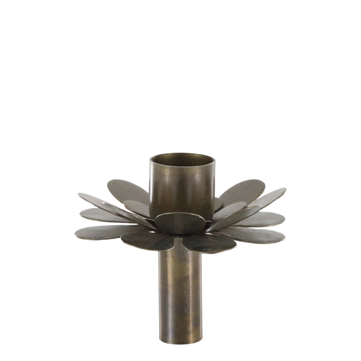 Candleholder flower H7/D7.5 cm antique brass