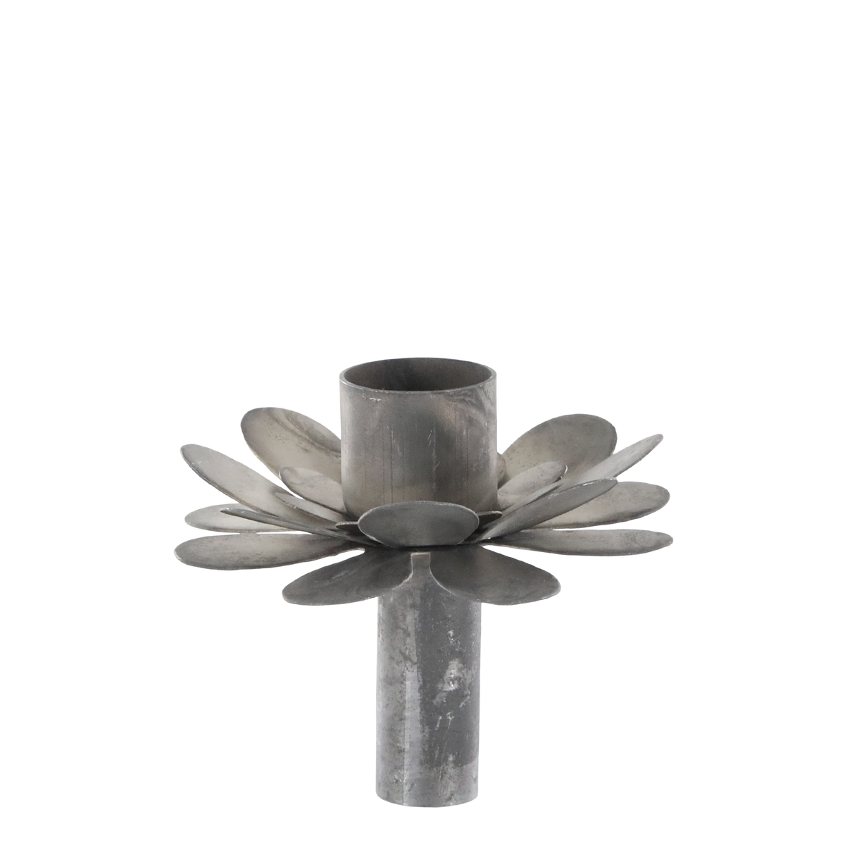 Candleholder flower H7/D7.5 cm antique zinc