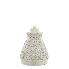 Lantern w. pattern H19.5/D15 cm antique cream