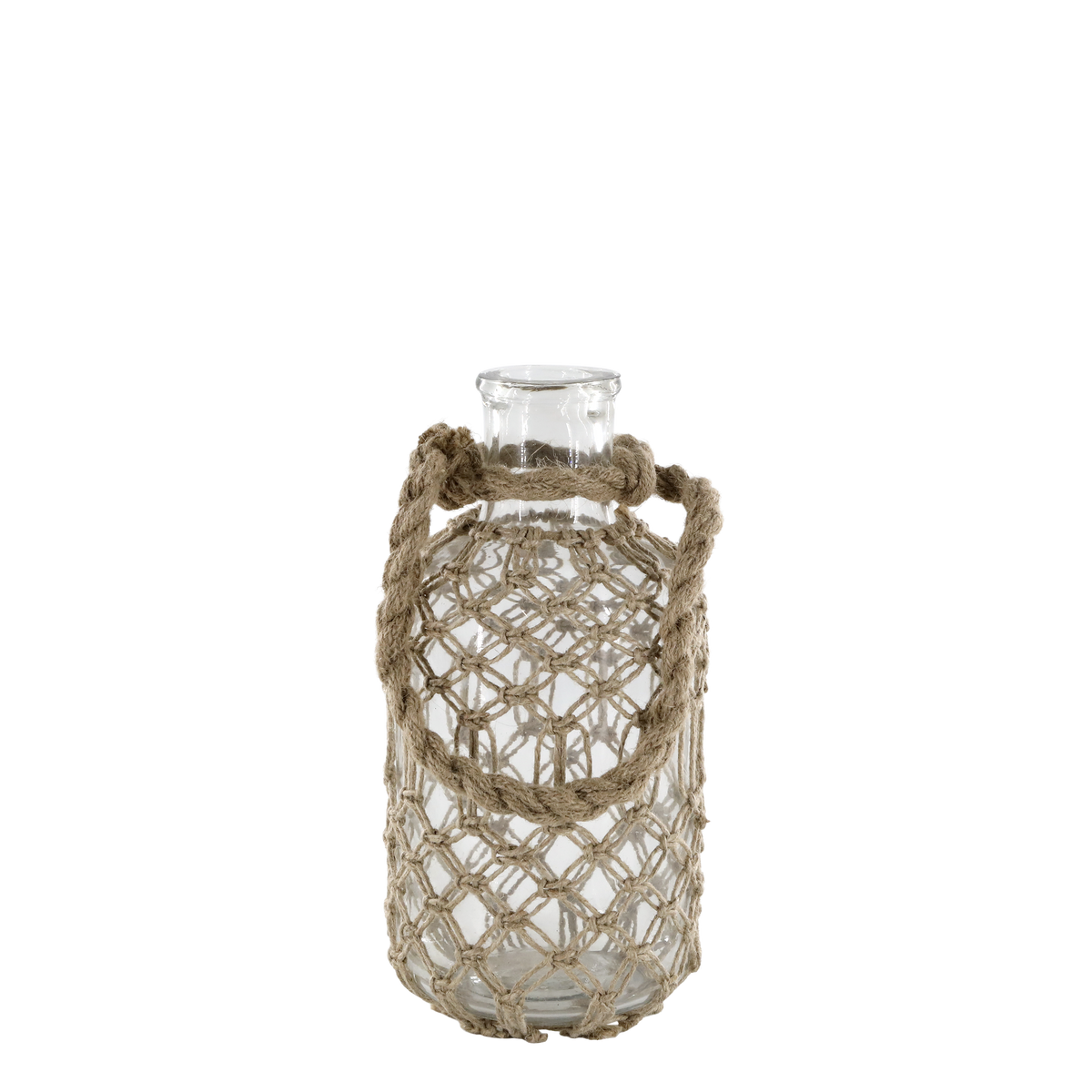 Bottle w. wicker & handle H27/D14 cm nature