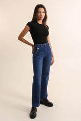 Vidde jeans med guldknapper small size