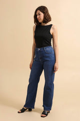 Jeans med wide leg darkwash