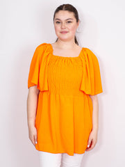 Smock bluse med vidde ærme - Brystmål 130cm